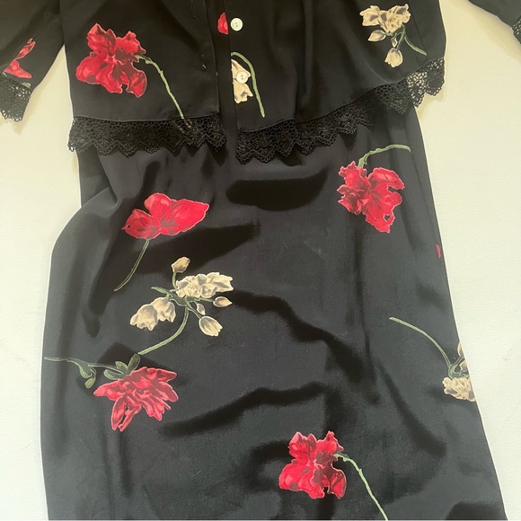 Vintage Carol Anderson Black Floral Two Piece Dress & Jacket set size medium - Picture 2 of 8